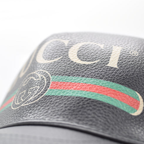 GUCCI グッチ ベースボールキャップ ロゴプリント シェリーライン レザー